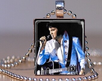 Elvis Presley in Concert Scrabble Charm Necklace