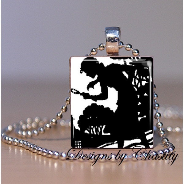 Nancy Drew Silhouette Scrabble Necklace