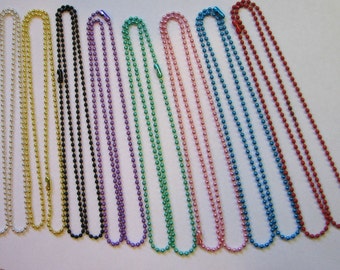 Ball Chain for Pendants and Charms Colored and Sterling Silver Plated 24 inches 2.4mm