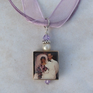 Custom Made Photo Charm Necklace - Your choice of Color and letter of you choice