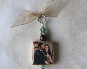 Gone with the Wind Rhett and Scarlett Pendant - Charm Swarovksi Crystals and Pearls