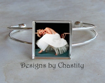 Marilyn Monroe Alterd Art Image Cuff Bezel Bracelet