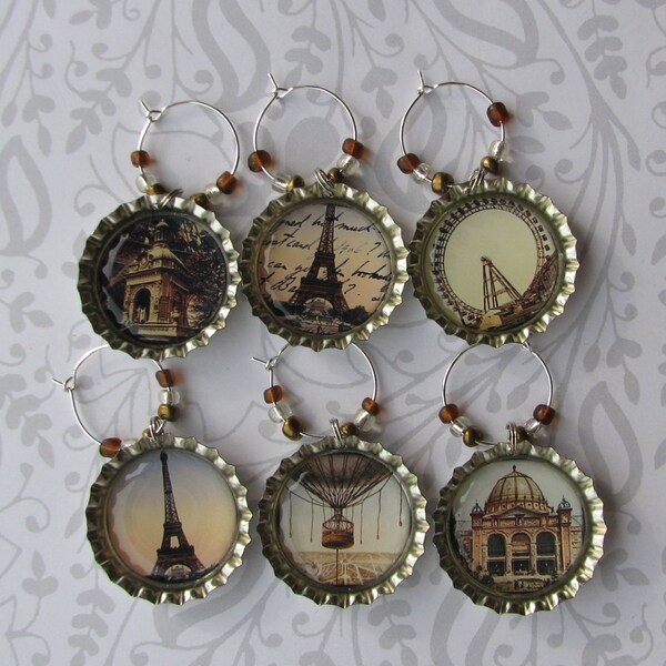 Paris France Eiffel Tower Wine Glass Beer and Drink Charms