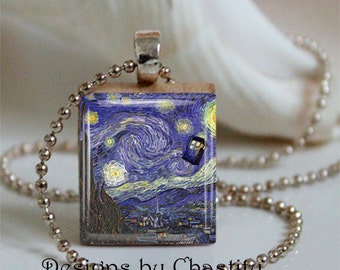 Doctor Who Starry Night Scrabble Necklace - Van Gogh