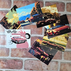 Vintage Car Mailable Retro Postcards Laminated Classic Auto Art Vintage Racing Aesthetic 80s & 90s Nostalgia Collectibles