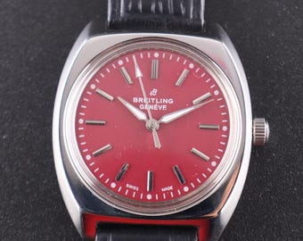 Vintage Breitling Genève Swiss Made 17 Jewels Manual Winding Men's Wrist Watch - FREE SHIPPING