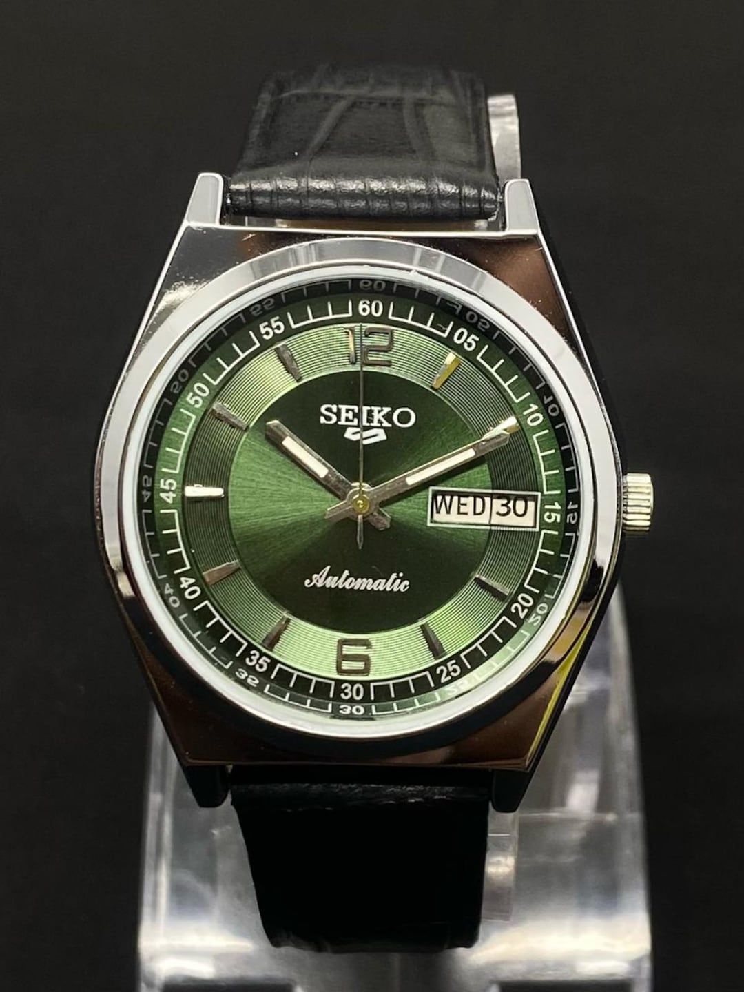 Green Dial Vintage Refurbished Seiko 5 Automatic 6309A Japan Men's
