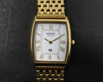 Vintage wit Seiko slim tonneau tankkwarts herenpolshorloge – GRATIS VERZENDING