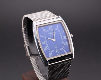 Vintage Seiko Slim Tonneau Tank Quartz herenpolshorloge – GRATIS VERZENDING