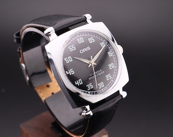 希少ヴィンテージ ORIS パープル文字盤 手巻き腕時計 メンズ FHF