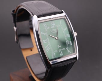 Rare Vintage Pristine Seiko Tonneau Tank Gentlemen's Watch BEAUTIFUL - FREE SHIPPING