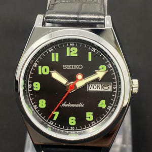 Vintage Refurbished Seiko 5 Automatic 6309A Japan Men's Day / Date Wrist Watch - ENJOY FREE SHIPPING