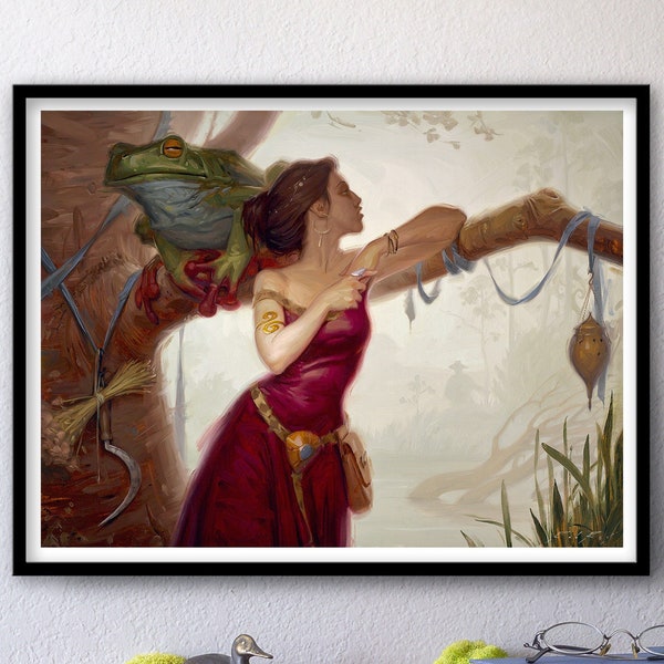 A Bargain Kept - Print of Original Oil Figure Painting, Fantasy Art, Fairy Tale, Magic Fable, Sorceress Fine Home Wall Decor