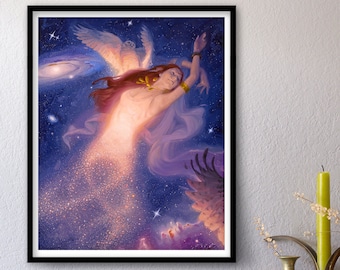 Siamo fatti di stelle - Stampa di un dipinto a olio originale, arte spaziale, polvere di stelle, fantasia di astronauti, raffinata decorazione da parete per la casa