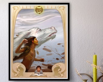 NeverEnding Story - Print of Original Oil Painting Illustration, Fantasy Movie, Book Poster, Fine Art Home Wall Decor