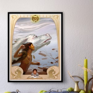 NeverEnding Story - Print of Original Oil Painting Illustration, Fantasy Movie, Book Poster, Fine Art Home Wall Decor