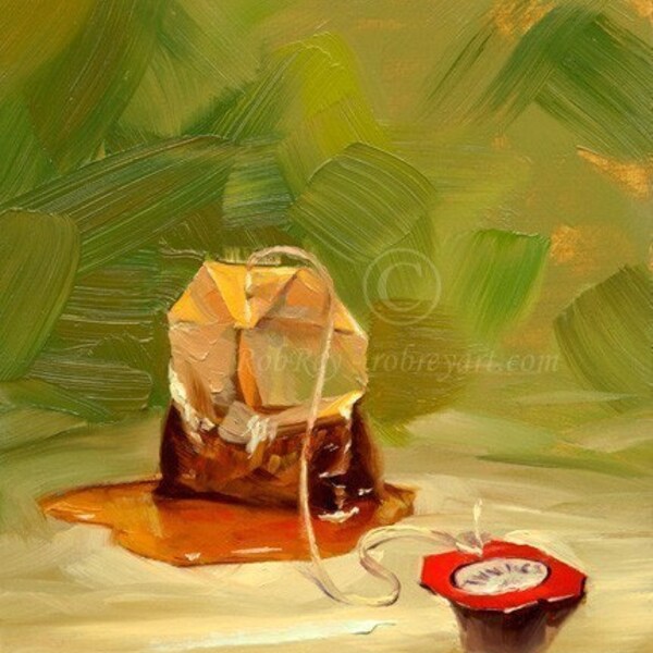 Teabag in Green - 5x7 Print of Original Oil Painting