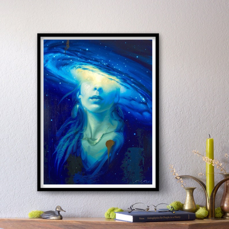 A Galaxy Within Print of Original Oil Painting, Space Art, Transcendent Astronaut Fine Home Wall Decor image 1