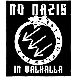 No Nazis In Valhalla BACK PATCH DIY Ouroboros Runes Antifa Metal Crust Doom Canvas Sew-On Patch for Battle Vest Jacket Backpack Anti-Fascist