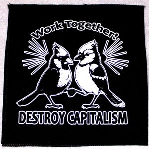Work Together! Destroy Capitalism Punk Patch DIY System Anti-Capitalist Metal Crust Doom Canvas Sew-On Patch for Battle Vest Jacket Backpack