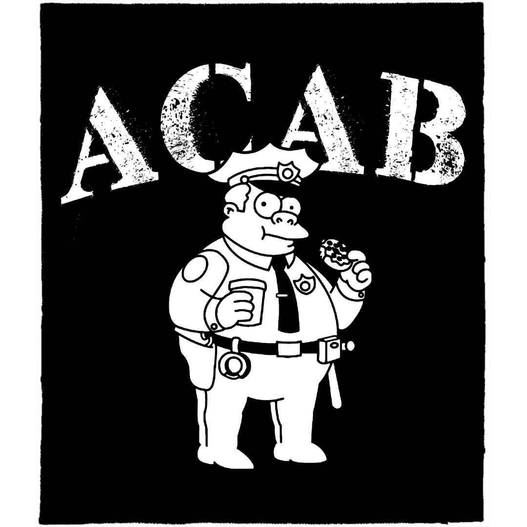 ACAB Chief Clancy Wiggum Punk Back Patch DIY Anti-authority Metal Crust ...