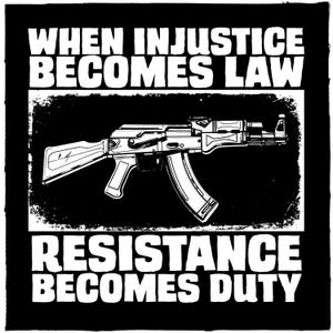 When Injustice Becomes Law Resistance Becomes Duty Punk Patch DIY Metal Crust Doom Canvas SewOn Patch for Battle Vest Jacket Backpack ANTIFA