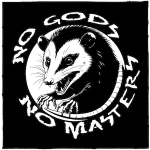 No Gods No Masters Possum Punk Patch DIY Anarchist Metal Crust Doom Canvas Sew-On Patch for Battle Vest Jacket Backpack Jeans Anarchy