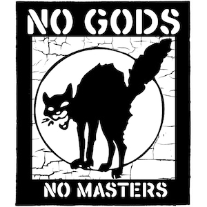 Anarchy Sabo Cat Punk Back Patch DIY Anti-Authority Metal Crust Doom Canvas Sew-On Patch for Battle Vest Jacket Backpack No Gods No Masters