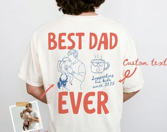Custom Line Art Dad Portrait Shirt, Father's Day Gift, 100% Cotton Tee