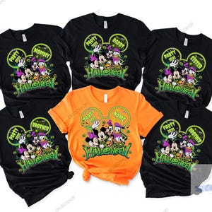 vintage Mickey&#39;s pas si effrayant fête d&#39;Halloween 2025 chemise squelette tous les personnages, chemise d&#39;Halloween Disney, chemise famille Halloween Disney 2025