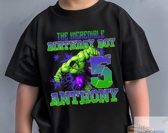 Custom Hulk Birthday Shirt – Personalized Superhero Name & Age Outfit