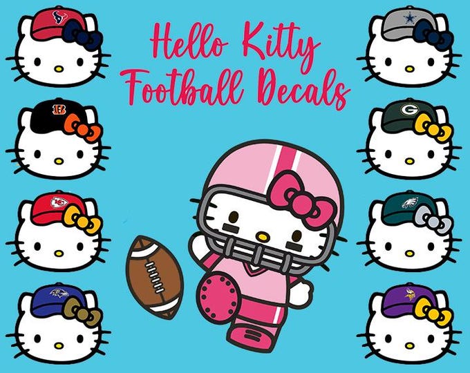 Featured listing image: Football Kawaii Kitty Vinyl Decal: Choose Your Team! (4x5 Inches)