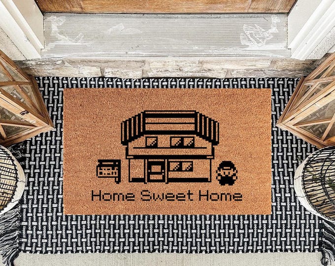 Featured listing image: Custom "Poke Classic" Video Game Doormat, Hand-Painted Coir