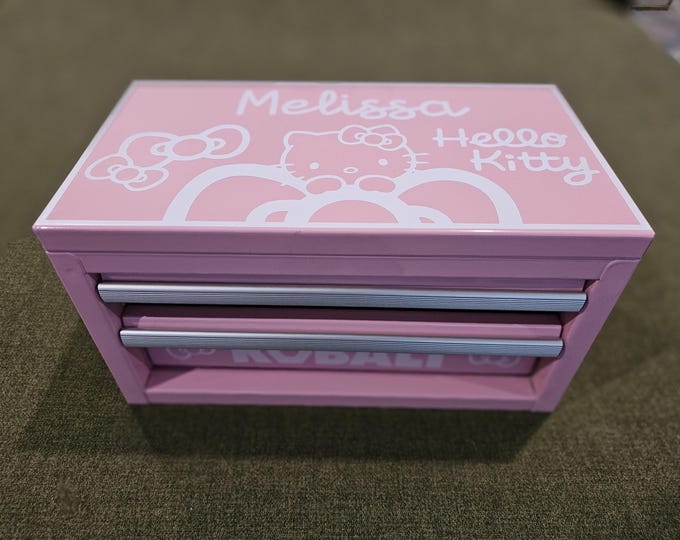 Featured listing image: Personalized "Kawaii Kitty" Kobalt Mini Tool Box! Your Name/Text Of Choice!!