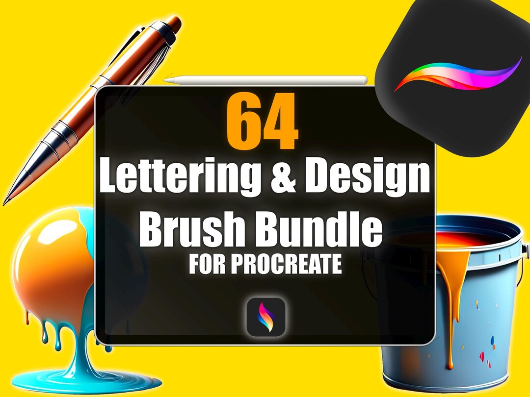 Procreate Lettering Design Brush Bundle | 3D Lettering Procreate ...