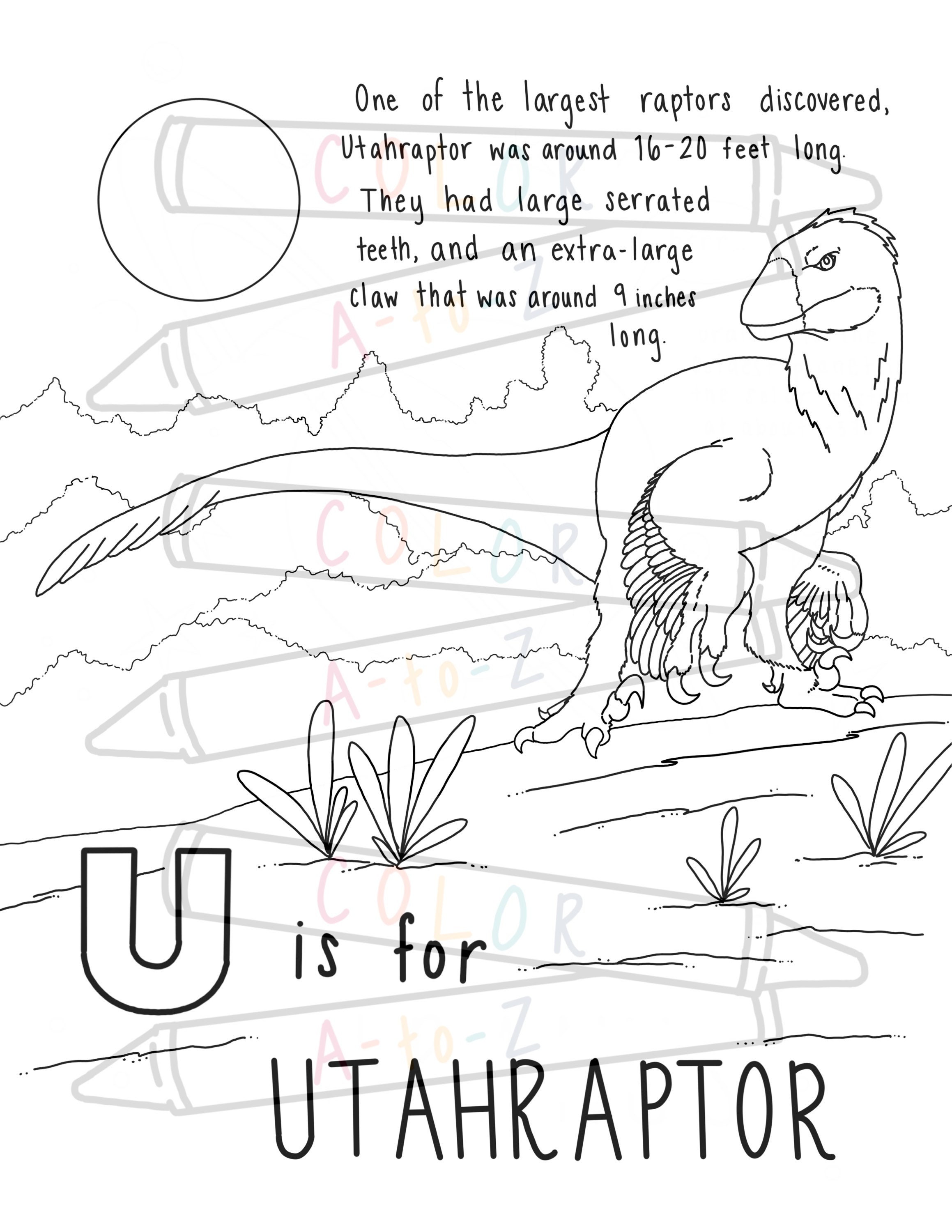 Printable Prehistoric Coloring Book Prehistoric ABC's | Etsy