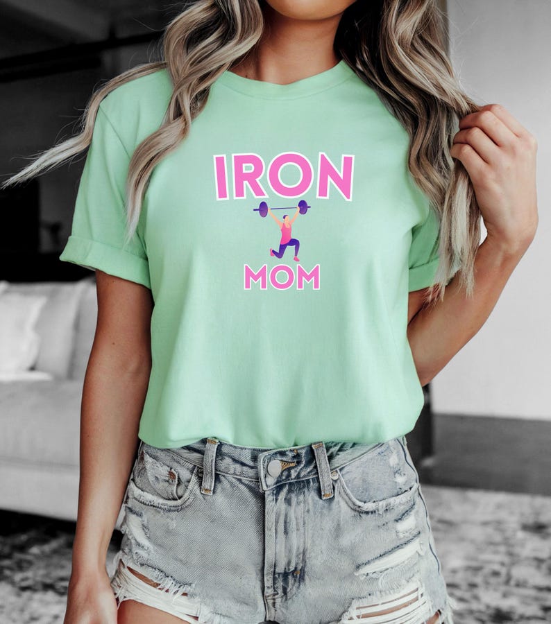 Iron Mom Fitness T-shirt, Workout Tee, Gym Top, Fitness Apparel, Mother ...