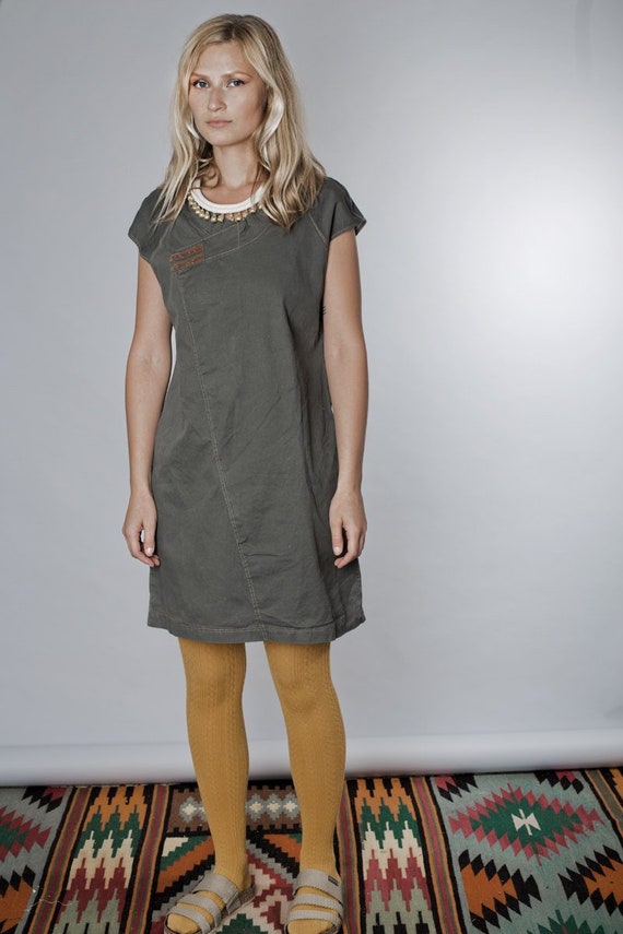 olive green dress short
