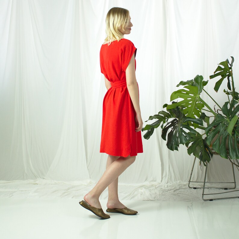 Summer Linen Tunic Linen Clothing Linen Tunic Dress Minimal Tunic Dress Red Tunic Dress Beach Linen Tunic,Short Sleeve Plus Size Linen