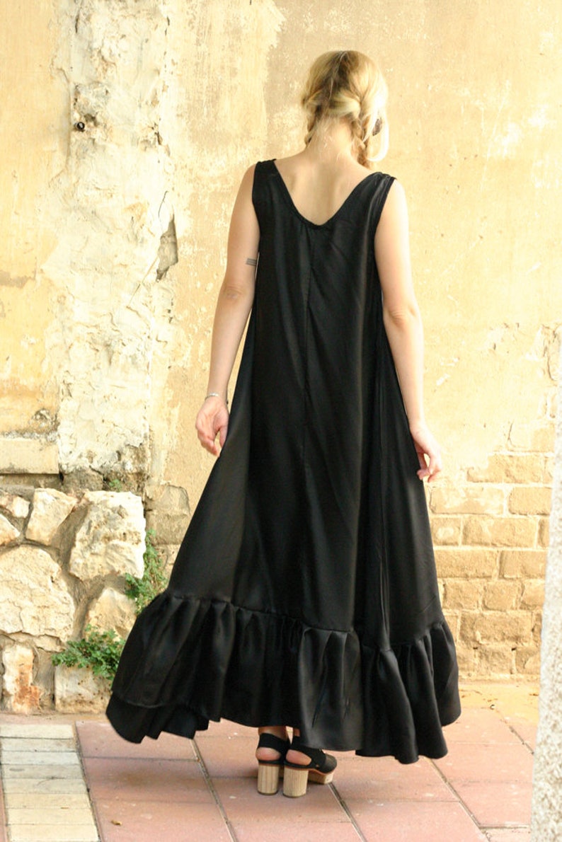 Kaftan Dress Bohemian Clothing Black Caftan Dress Tank Dress Maxi Dress Abaya Dress Womens Black Dress Silk Dress Long Maxi Dress