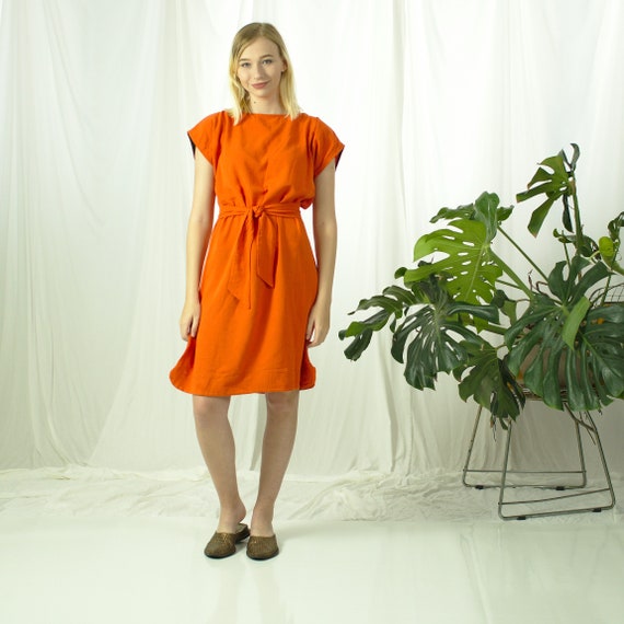 orange linen dress