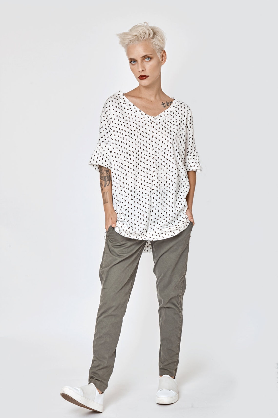 Women Pants Gray Pants Plus Size Clothing Women Trousers Etsy