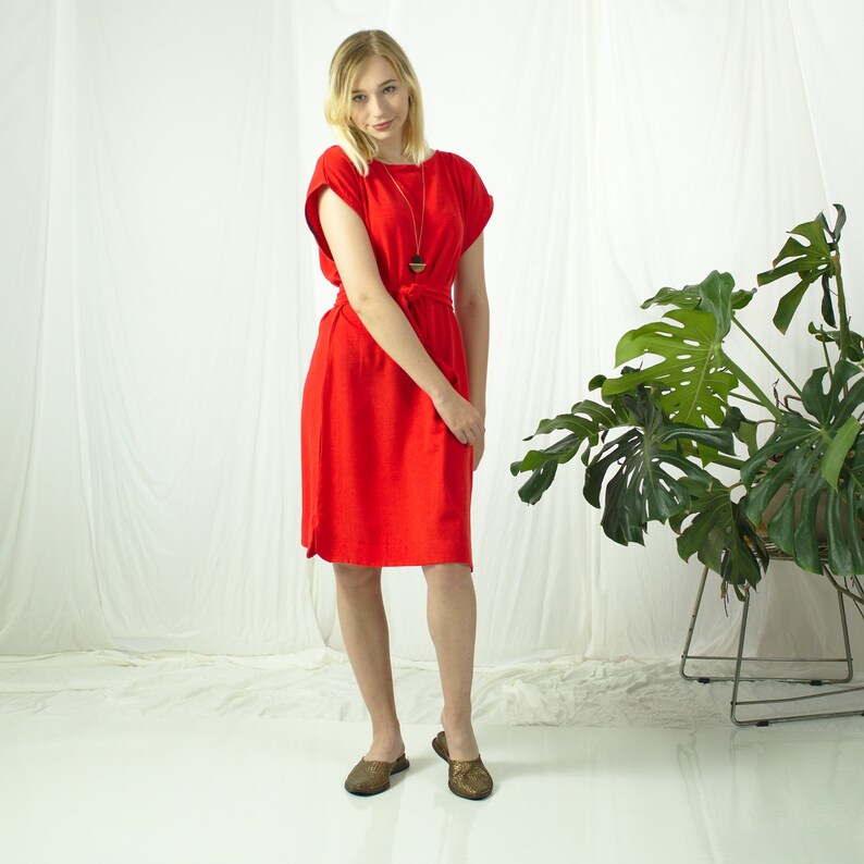 Summer Linen Tunic Linen Clothing Linen Tunic Dress Minimal Tunic Dress Red Tunic Dress Beach Linen Tunic,Short Sleeve Plus Size Linen