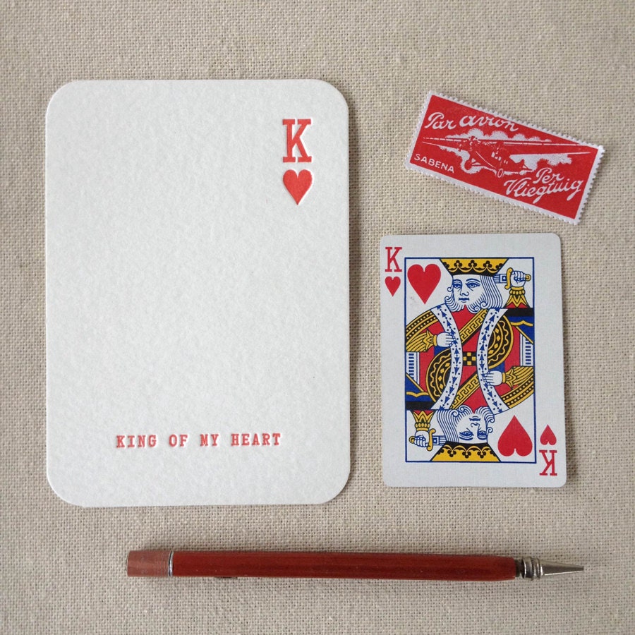 King of my Heart Letterpress Anniversary, Wedding or Valentines Card