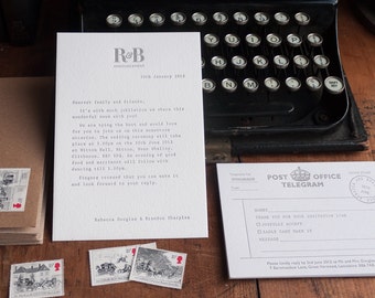 Remington Typewriter Letterpress Wedding Invitation sample