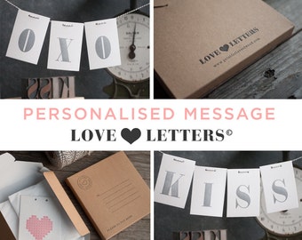 Personalised Message Love Letters letterpress Boxed Card