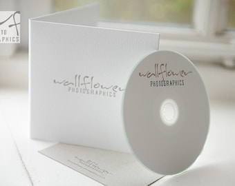 Letterpress Double Felt White CD or DVD Sleeves. Personalised x 50