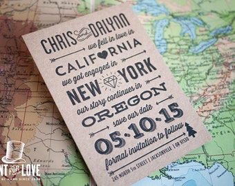 Love Story Letterpress Destination Save the Date