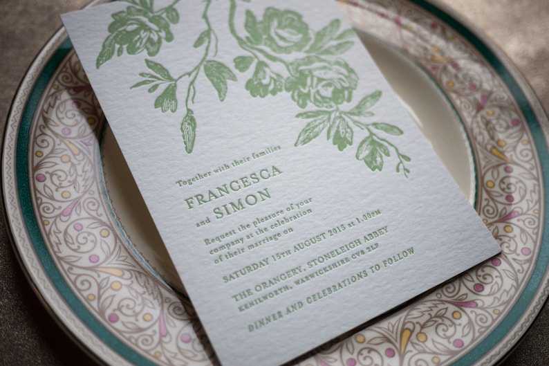 Flora Letterpress Botanical Wedding Stationery SAMPLE ONLY image 6