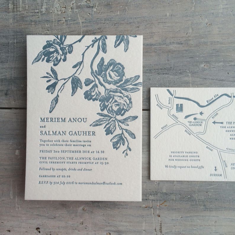 Flora Letterpress Botanical Wedding Stationery SAMPLE ONLY image 4